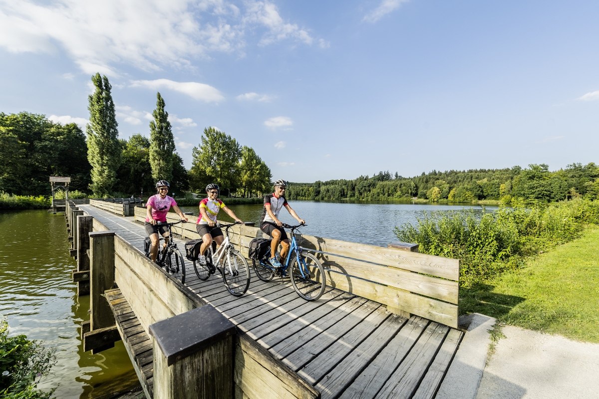 Kocher-Jagst-Radweg vorbei am Bucher Stausee
